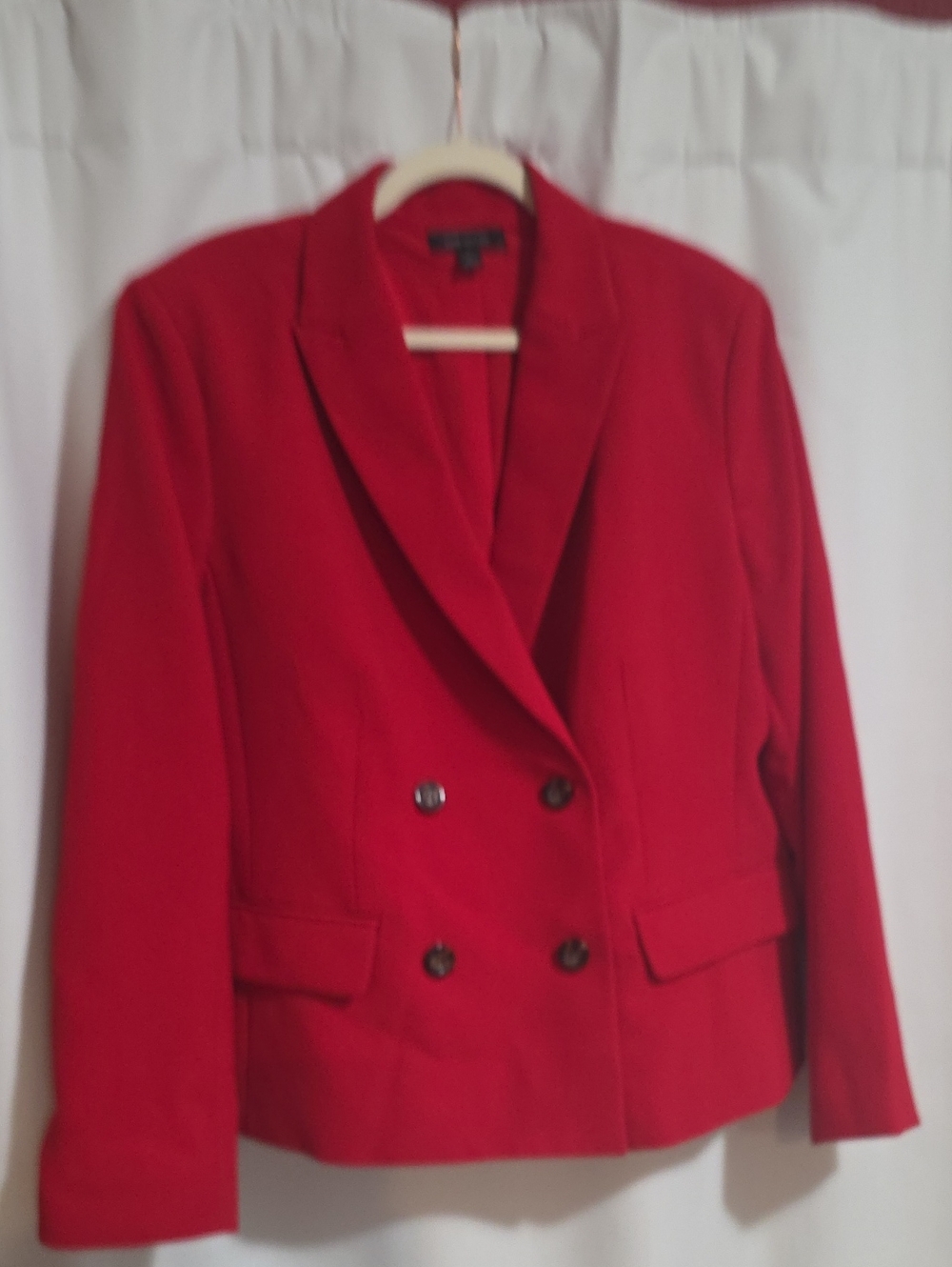 Ann Taylor Red Double-Breasted Blazer